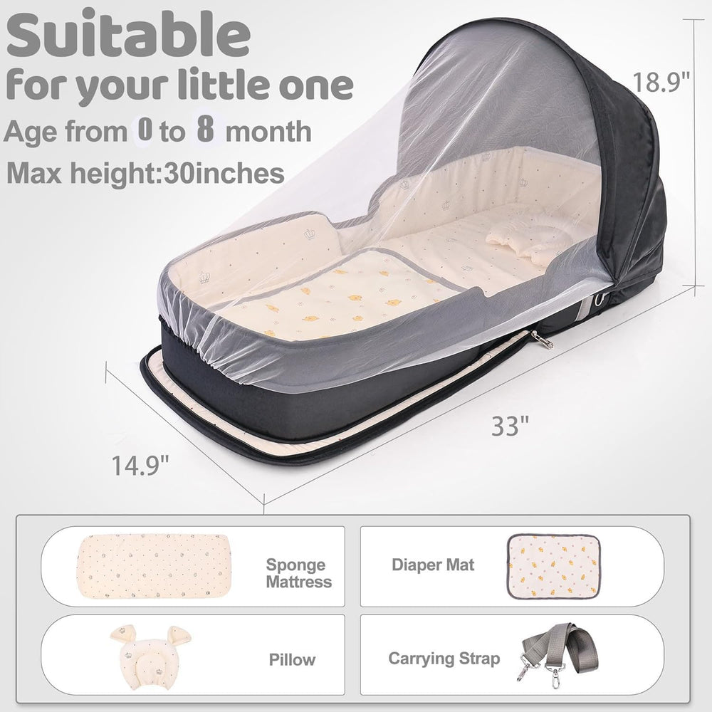 YVMVDV travel bassinet side barrier demonstrates anti-rolling design.
