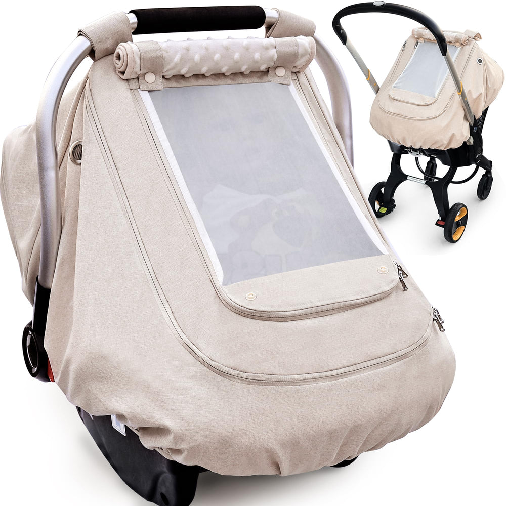 YVMVDV waterproof baby car seat cover front view protects baby from rain and wind
