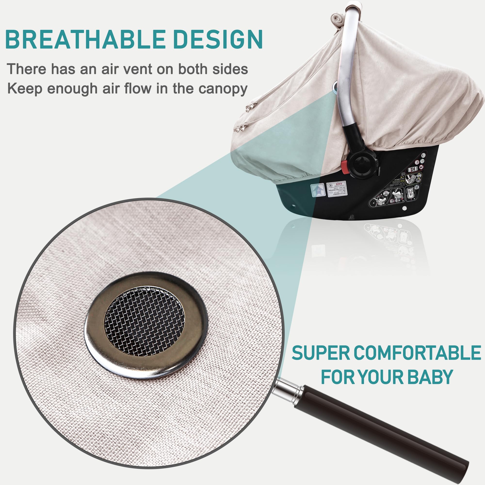 YVMVDV waterproof baby car seat cover inner material close-up with soft minky dot texture