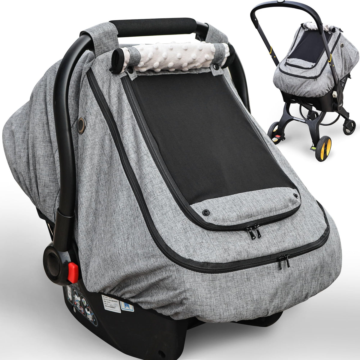 YVMVDV waterproof baby car seat cover side view offering rain and wind protection