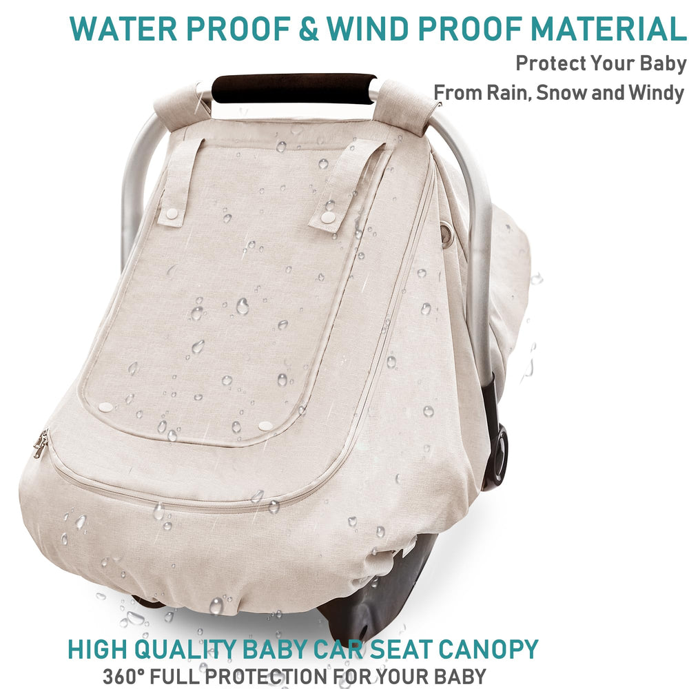 YVMVDV waterproof baby car seat cover side view shows breathable mesh and warmth