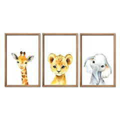 YWJKWLGS baby safari giraffe print in wood frame inspires playful nursery decor and learning.
