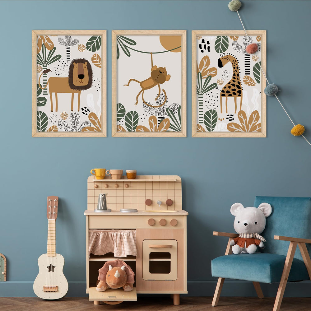 YWJKWLGS forest-scene print from safari wall art set, cohesive trio