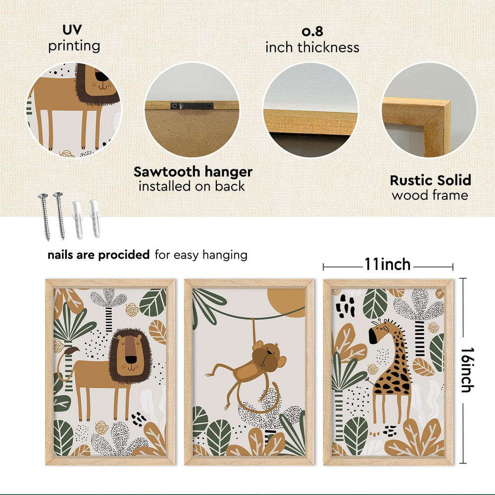 YWJKWLGS giraffe print from safari wall art set, cheerful room decor
