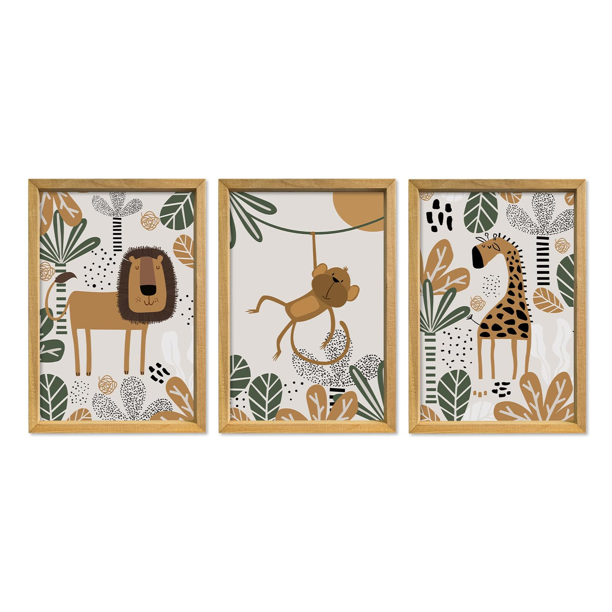 YWJKWLGS lion print from safari wall art set, sparks imaginative play