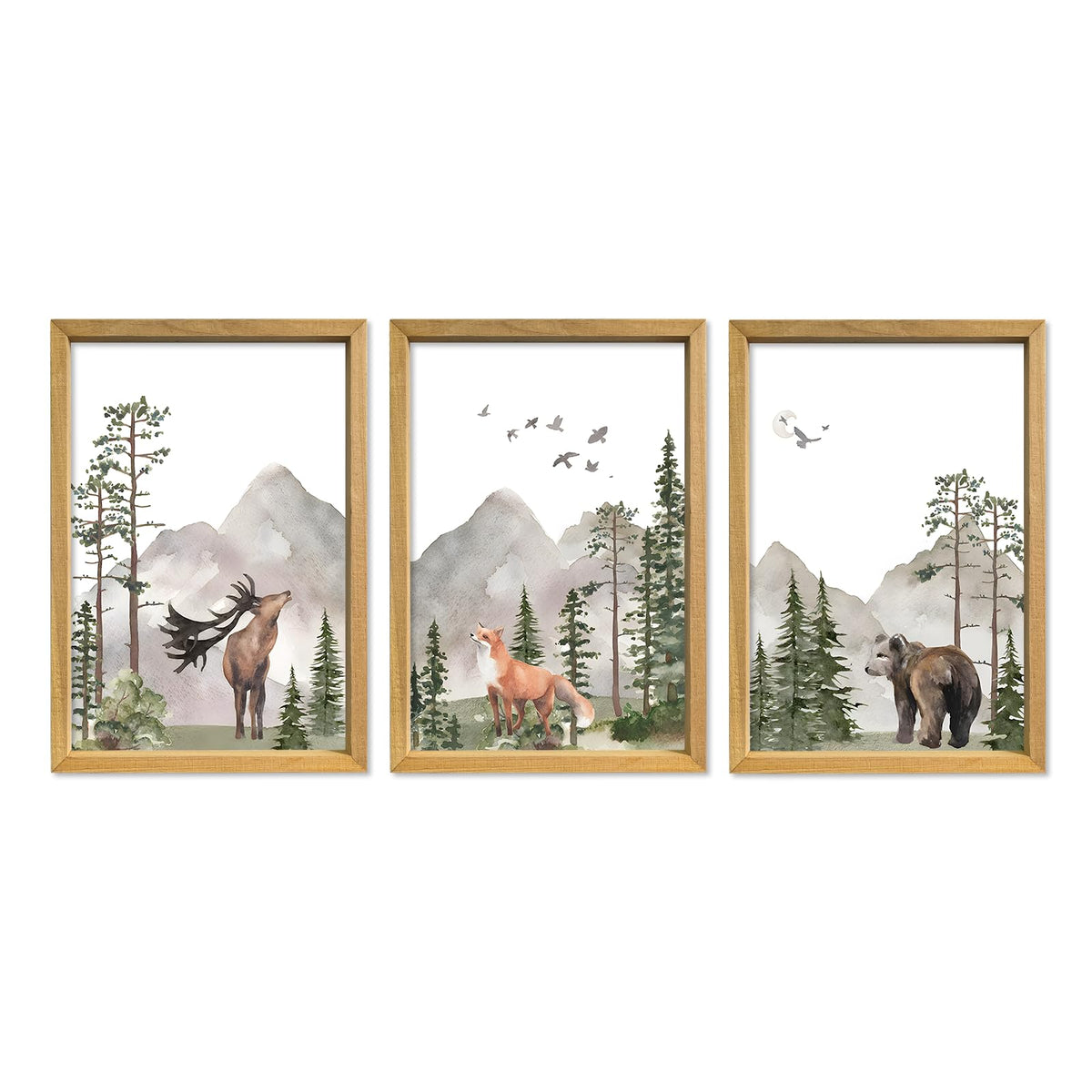 YWJKWLGS Wild Woodland Deer Poster inspires imaginative play in children's rooms.