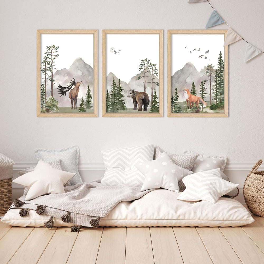 YWJKWLGS Wild Woodland Wall Art Forest Set brings cohesive safari decor.