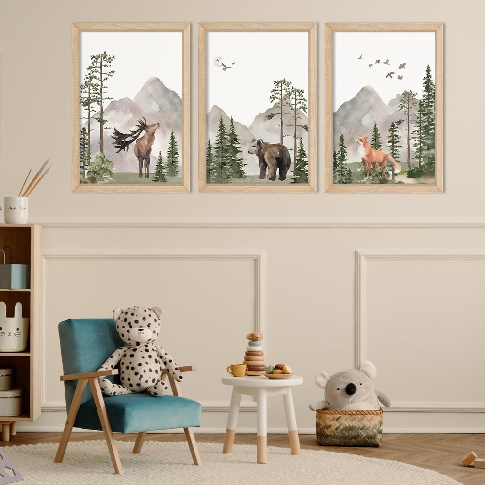 YWJKWLGS Wild Woodland Watercolor Prints offer bright colors that endure.