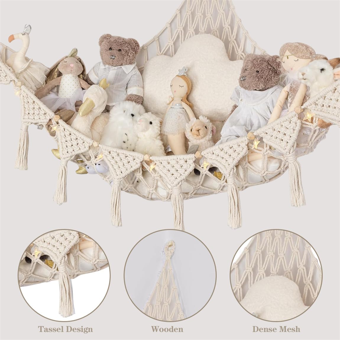 YJWZWE stuffed animal hammock hooks included show easy installation.