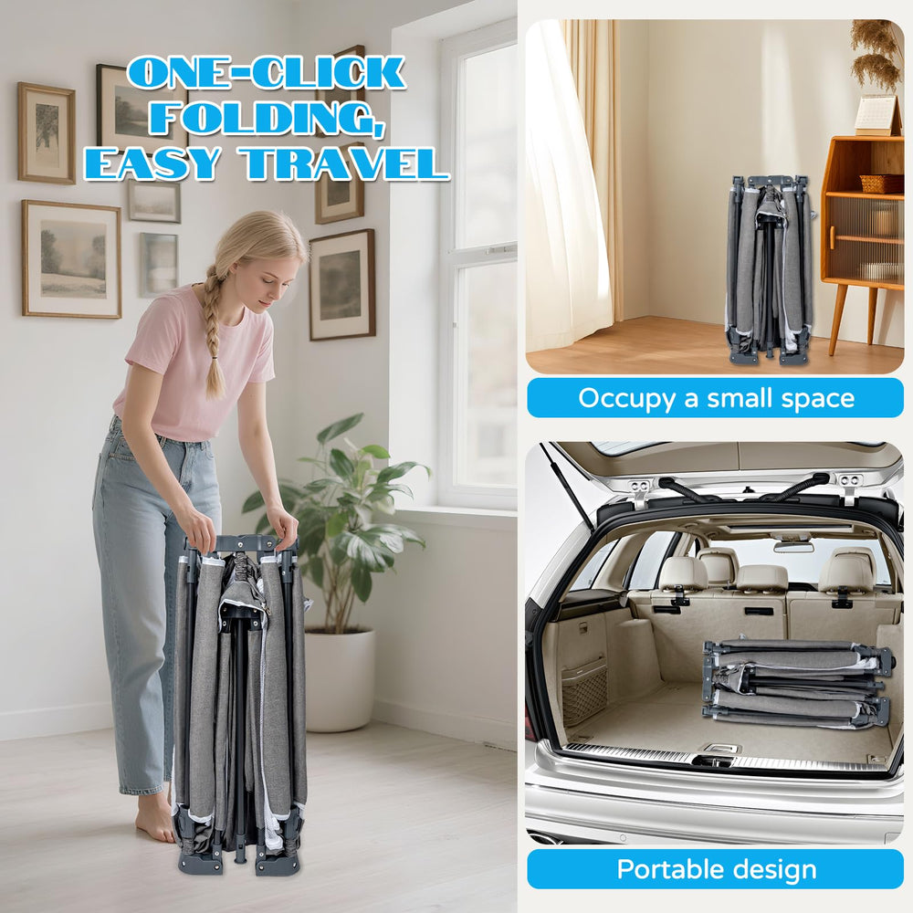 YXHUIFA foldable playpen folded storage fits compact carry bag.