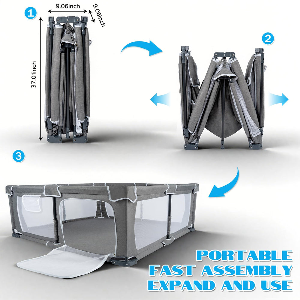 YXHUIFA foldable playpen outdoor-ready for park or beach.