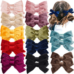 Yxiang 24pcs velvet hair bows 4in on a toddler, versatile color options