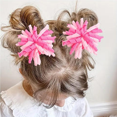 Yxiang pink korker bows two-piece pack offers quick ponytail styling for toddlers.