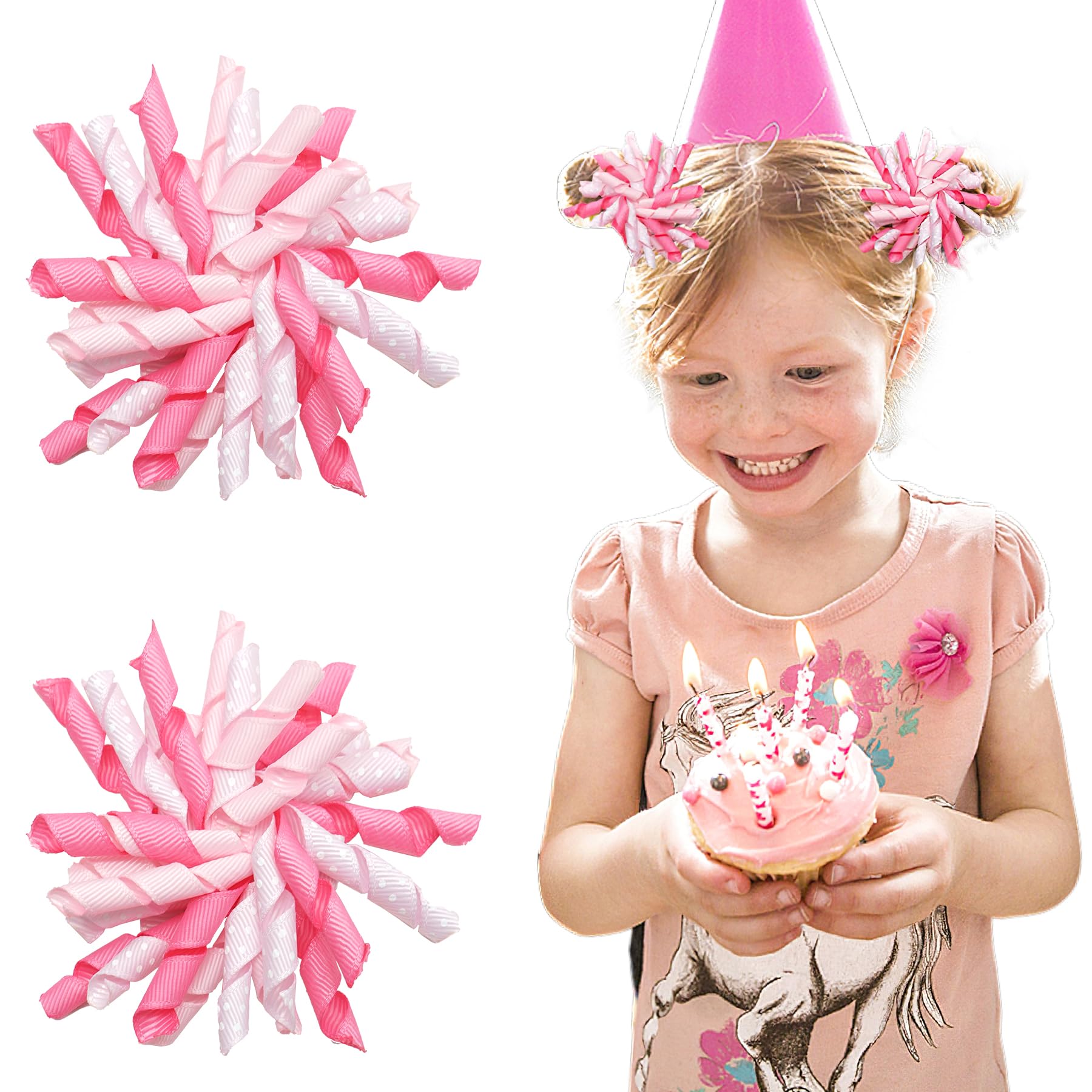 Yxiang pink korker bows add cheerful color accents that brighten everyday hairstyles.