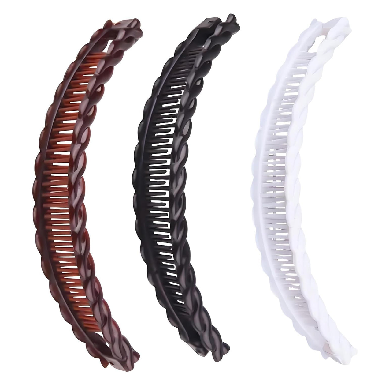 Yxinjy banana hair clip black close-up showing secure grip for thick hair
