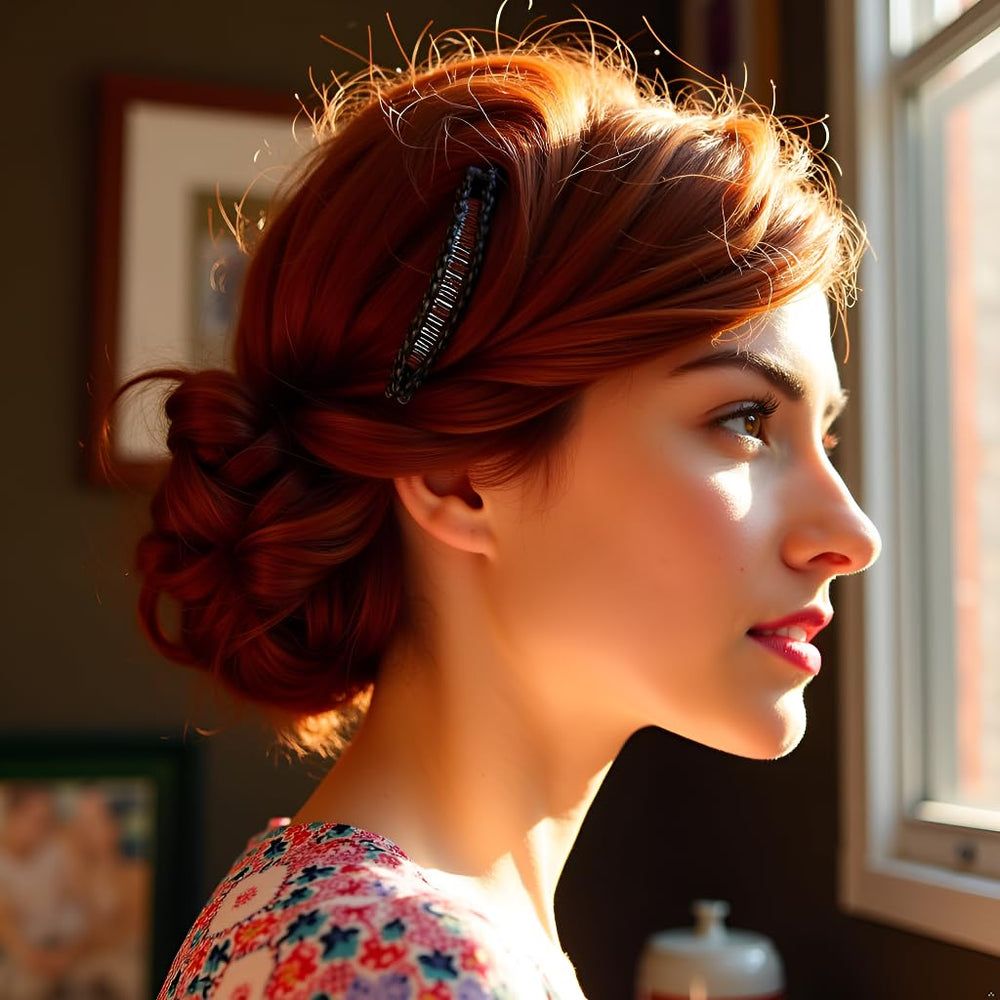 Yxinjy banana hair clip on a woman showing everyday styling for girls