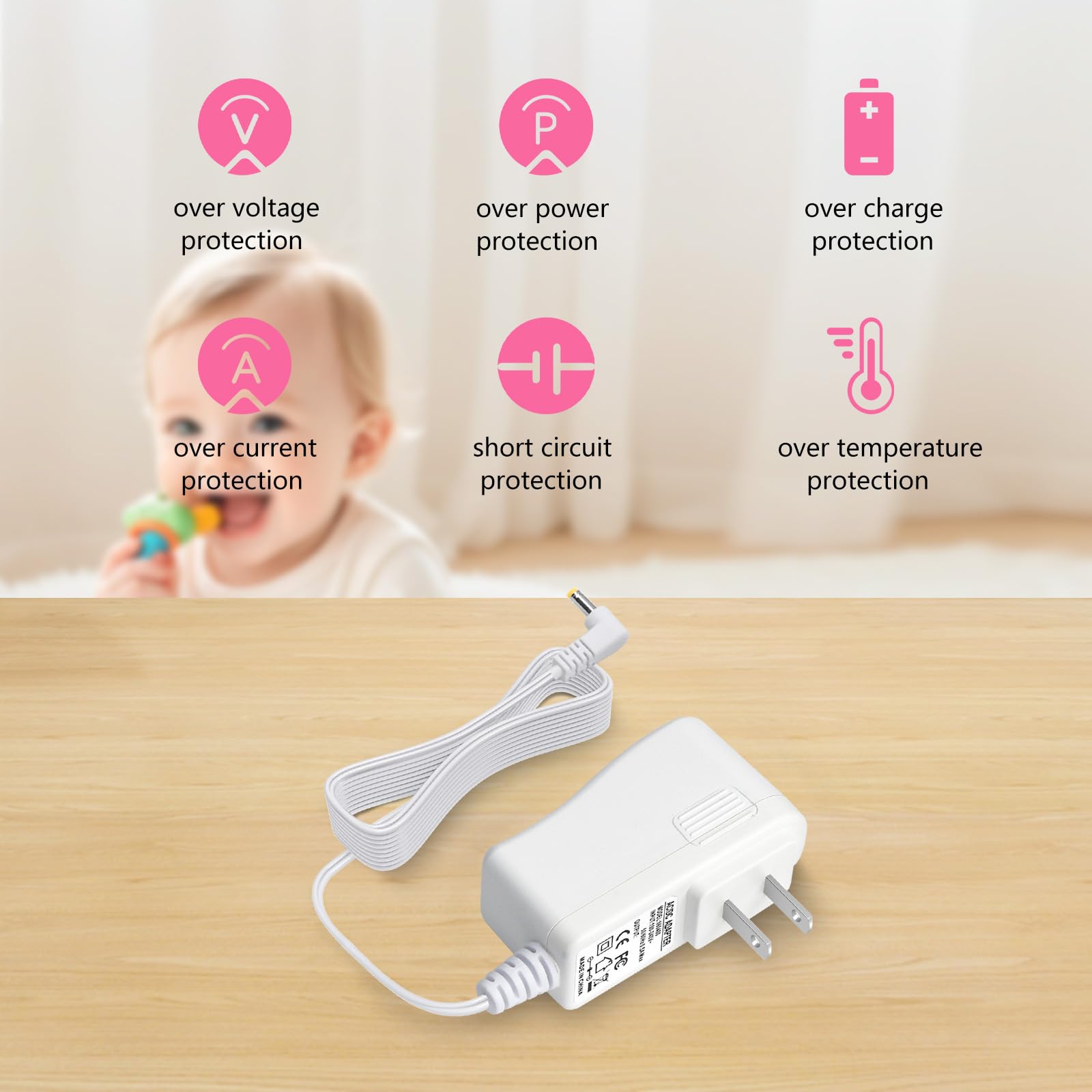 YXQZH VTech charger safety protections image highlights over-current and short circuit safeguards