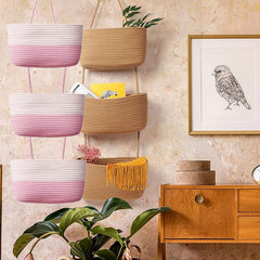 YYaaloa 3-tier hanging baskets installed over-door hook for quick organization.