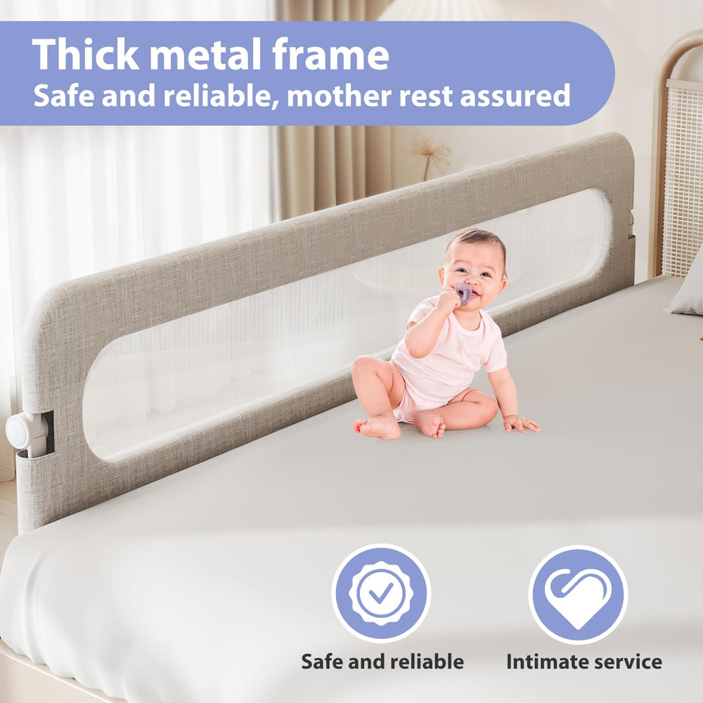YYAMEA baby bed rail adjustable height to fit various mattresses.