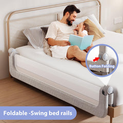 YYAMEA baby bed rail folded-down, enabling easy bed entry and exits.