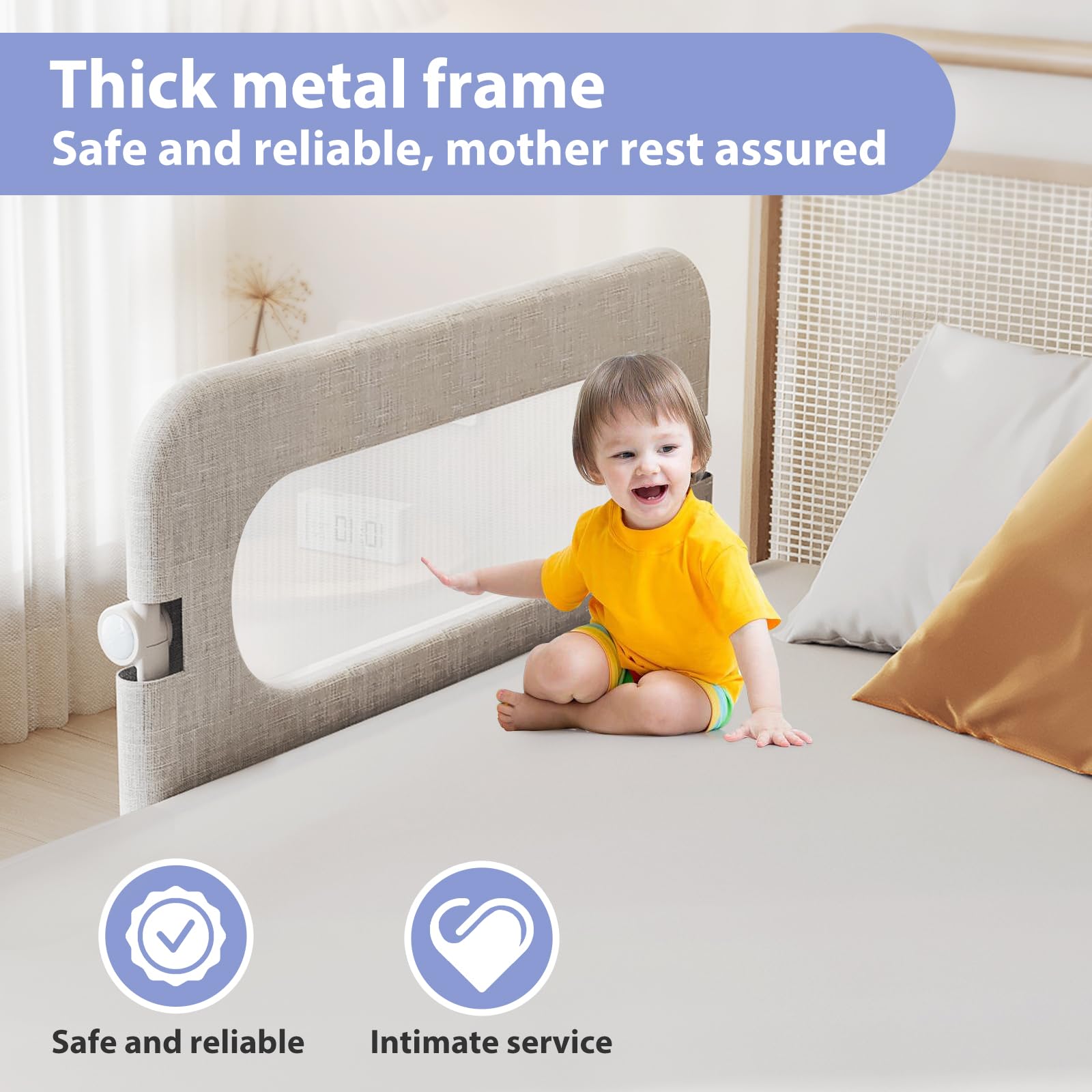 YYAMEA bed rails fits queen, twin, full, and king beds for versatile use