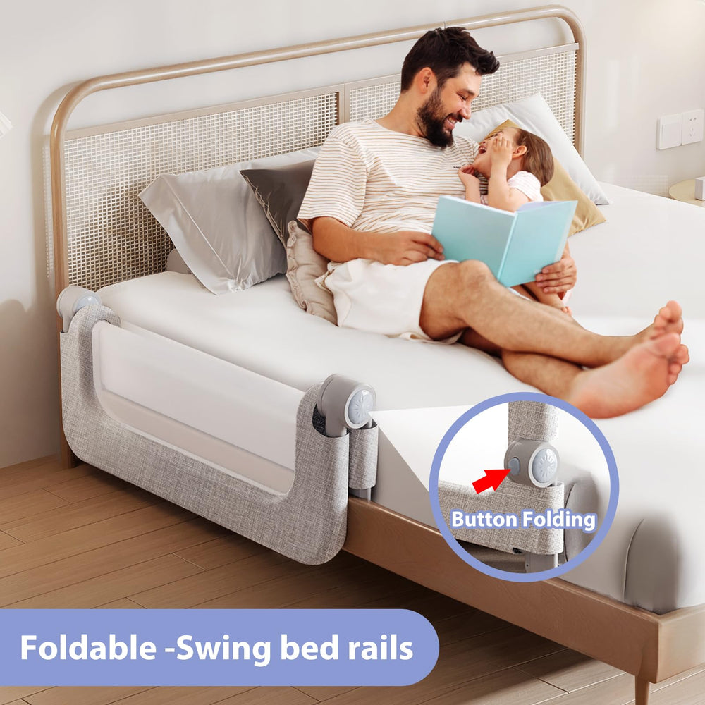 YYAMEA bed rails swing-down feature facilitates convenient bed entry and exit