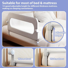 YYAMEA adjustable-height rail adapts to mattresses up to 12 inches.