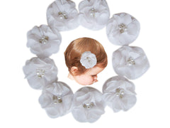 YYCRAFT baby hair clip with chiffon flower close-up showing rhinestones for party sparkle