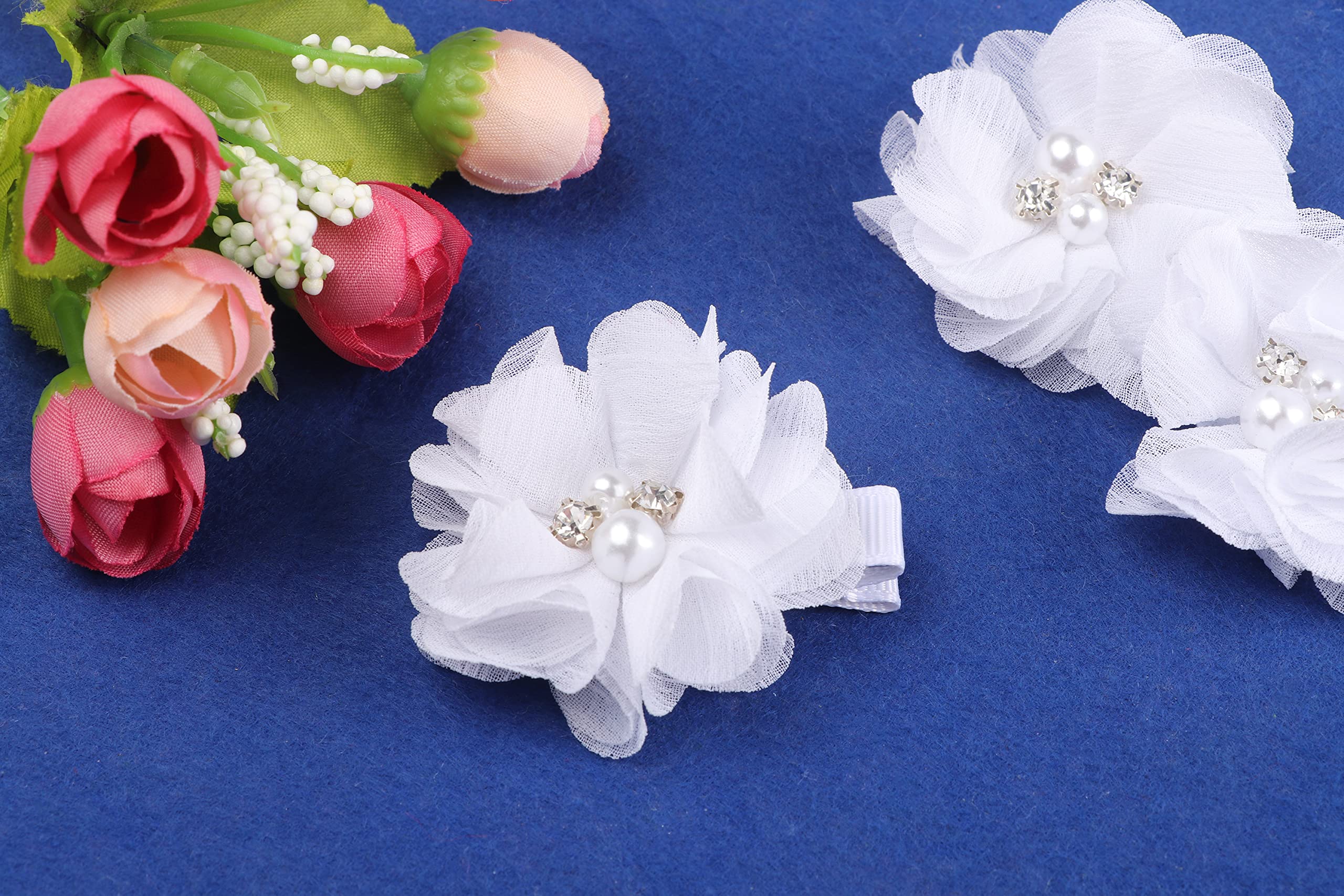 YYCRAFT 2-inch chiffon flower clip on toddler hair for wedding or holiday wear