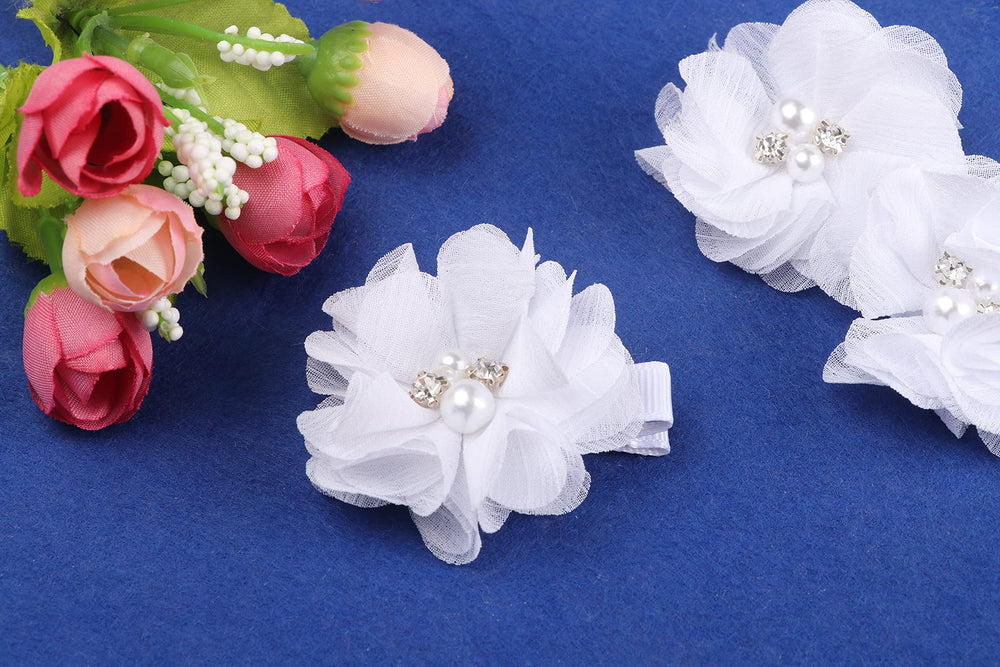 YYCRAFT 2-inch chiffon flower clip on toddler hair for wedding or holiday wear