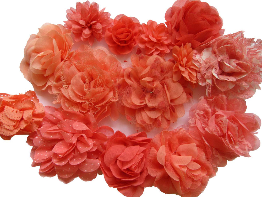 YYCRAFT coral chiffon lace flower 2-4inch ideal for DIY headbands and party decor