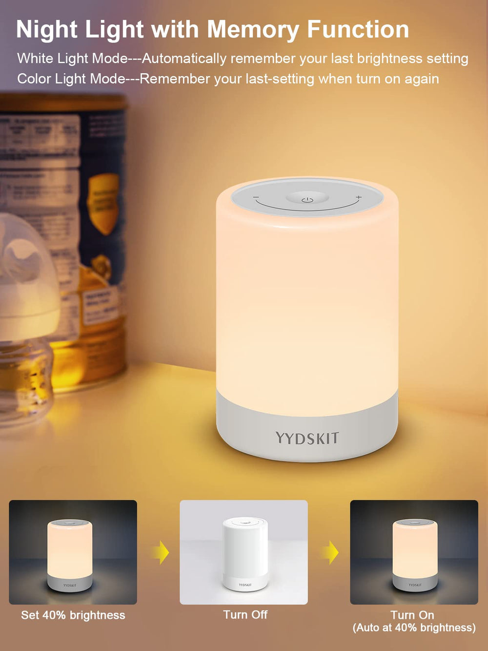 YYDSKIT dimmable arc demonstrates simple brightness control in warm white mode.