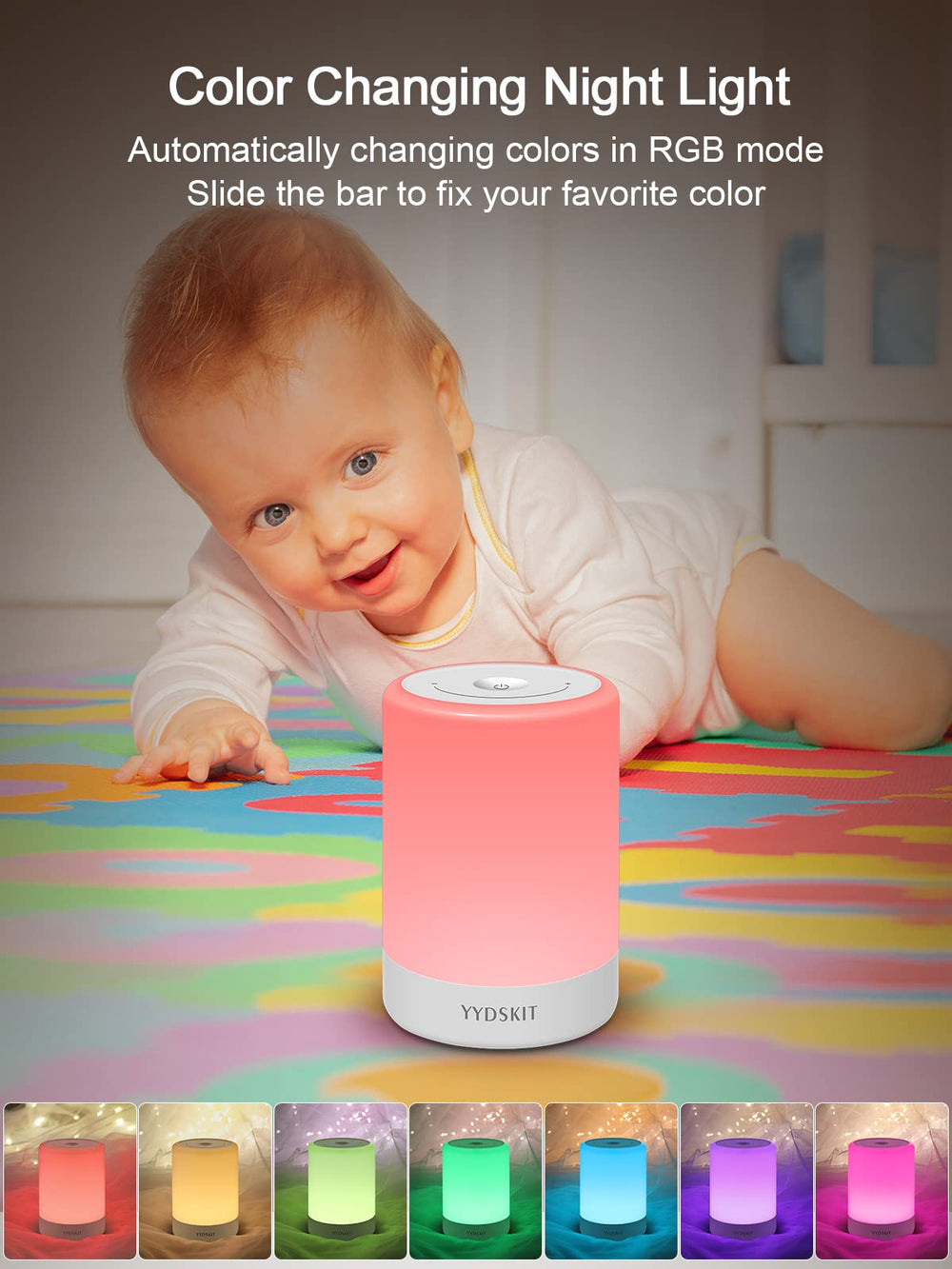 YYDSKIT nursery setup showcases two modes for bedtime comfort and playful ambience.