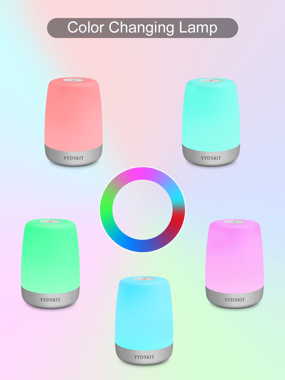 YYDSKIT night light auto-cycle RGB mode adds gentle mood lighting