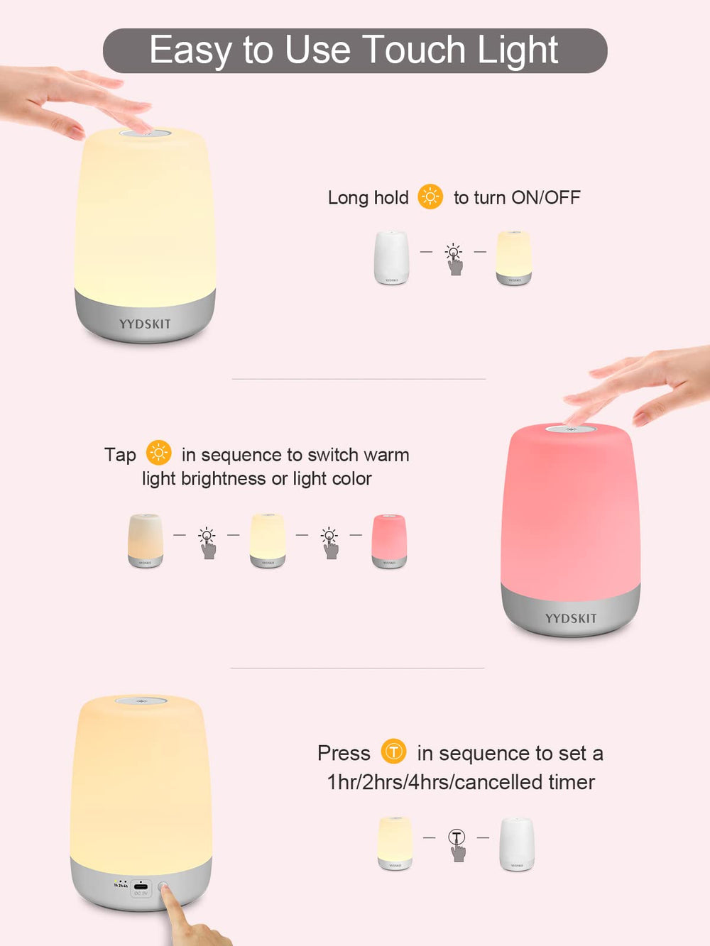 YYDSKIT night light memory last setting recalls preferred brightness