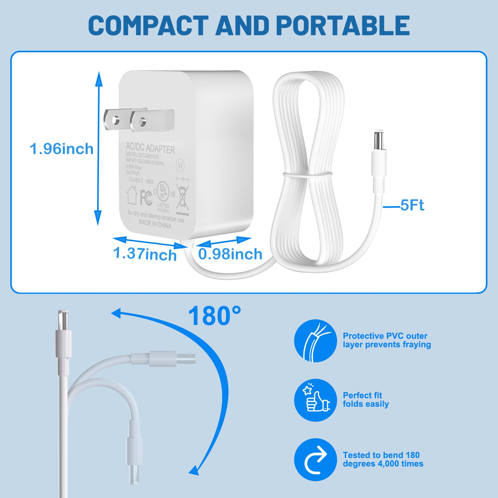 YYFNGU safety-certified cord features UL/CE/FCC/RoHS protections for safer operation.
