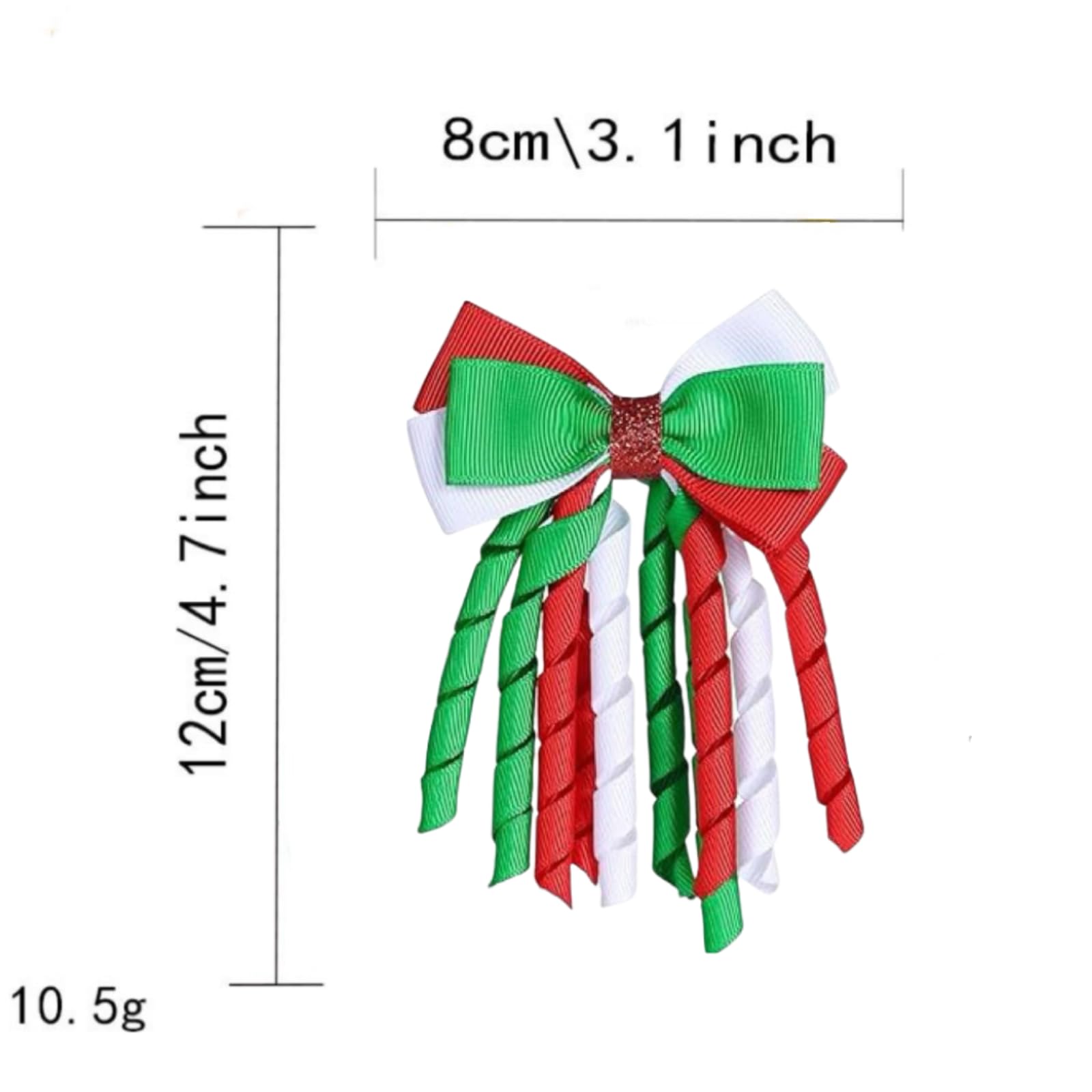 YYKITCHEN Christmas ribbon hair bow alligator clip view showing secure hold