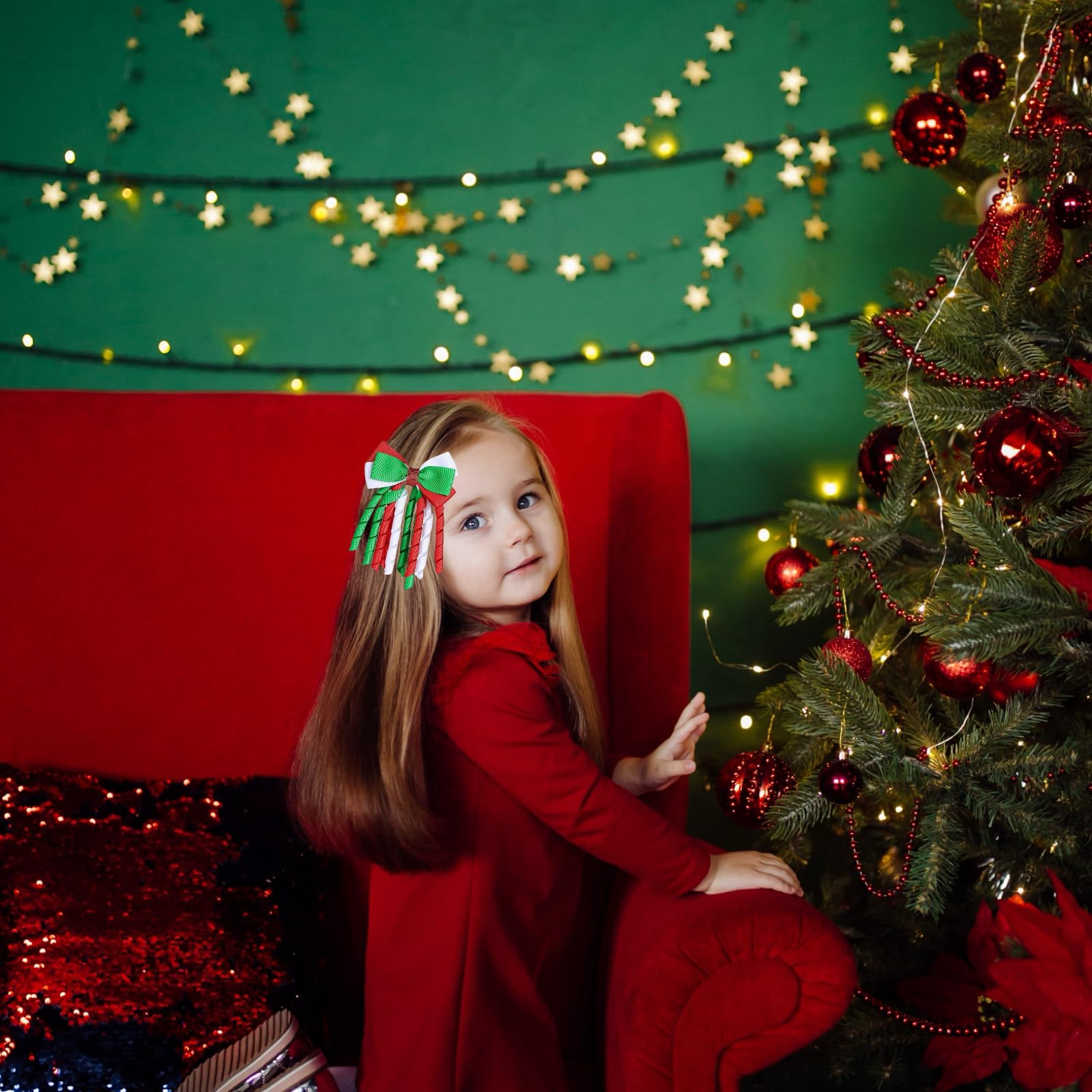 YYKITCHEN Christmas ribbon hair bow size-variety display ideal for coordinating looks