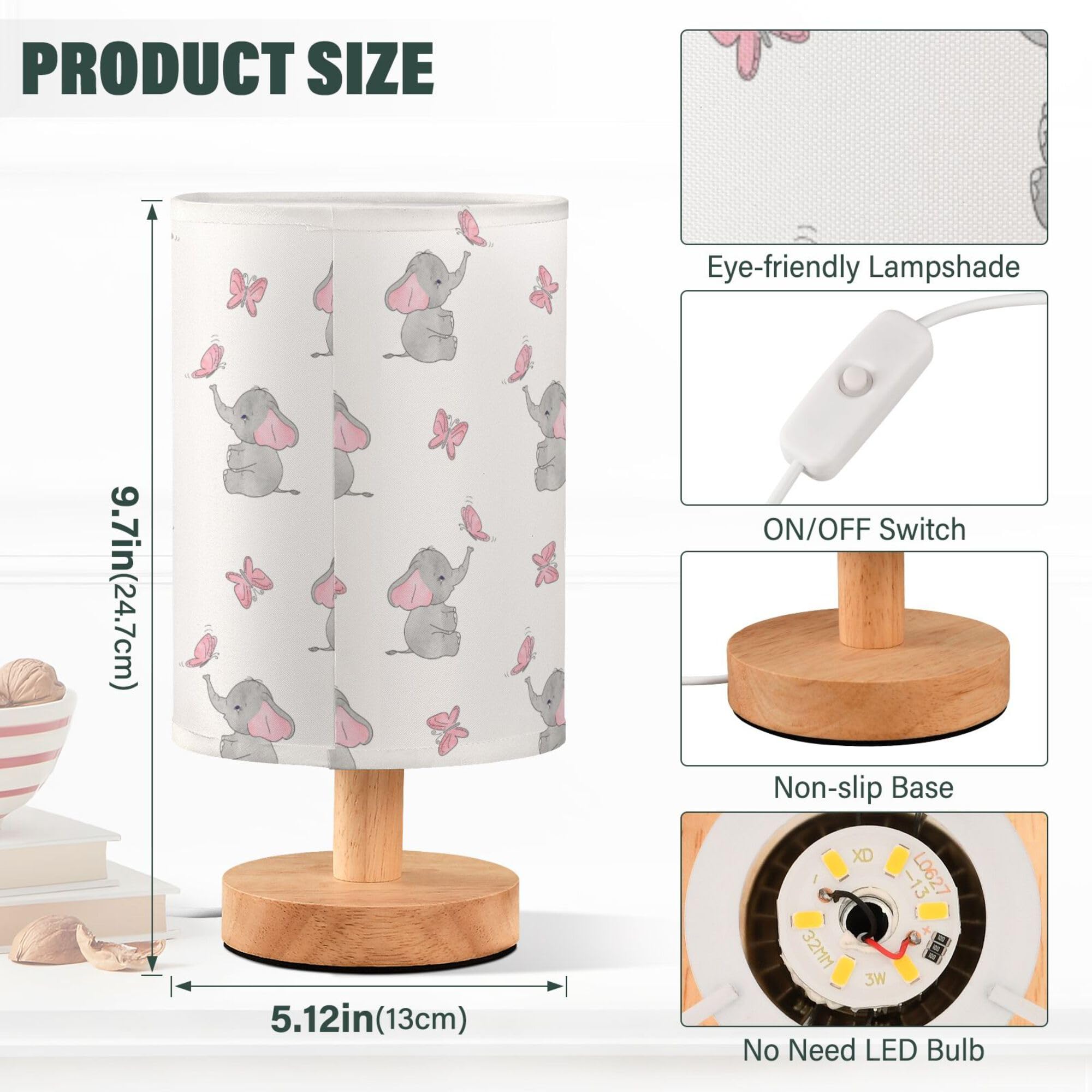YYZZH elephant lamp with integrated LED offers soft, eye-friendly illumination.