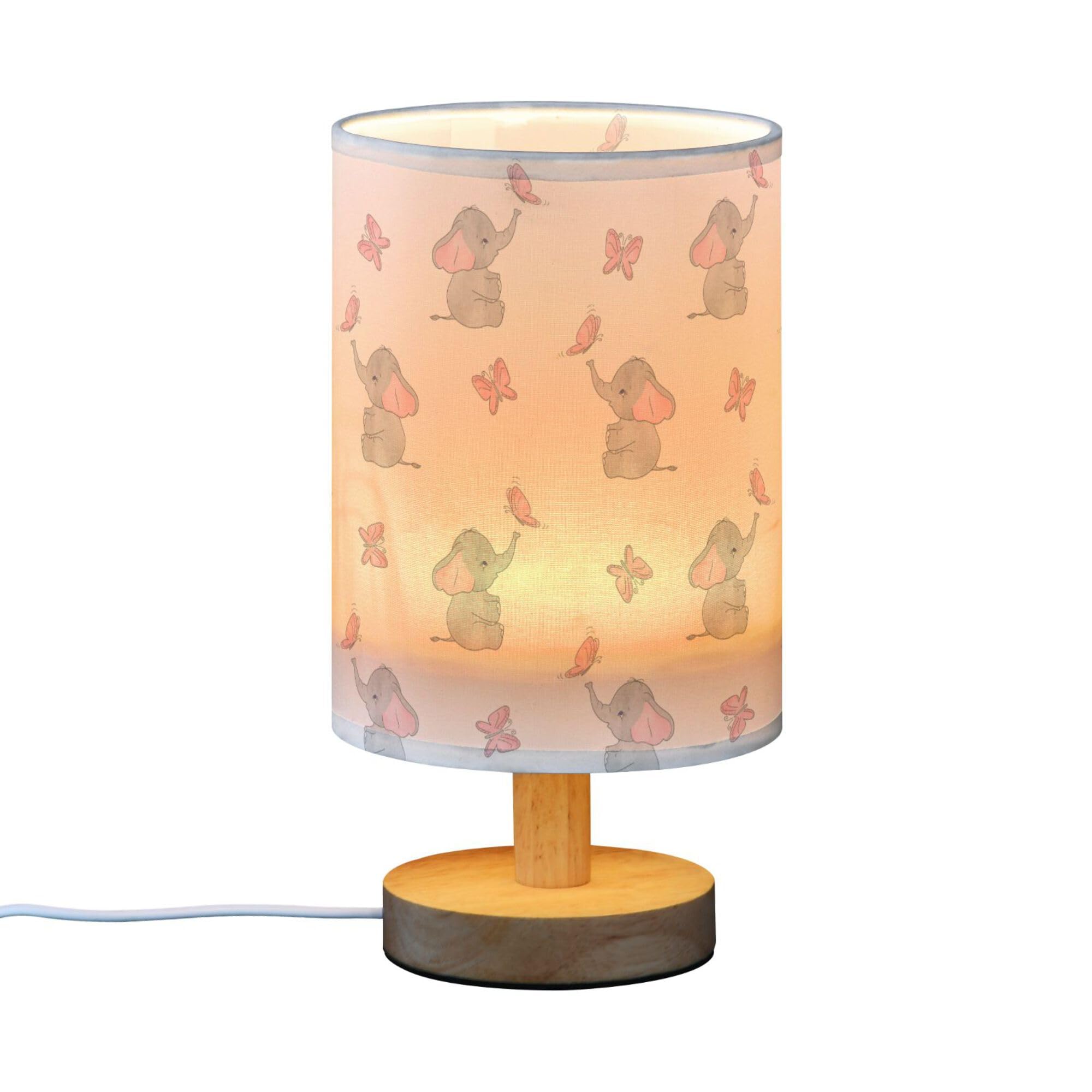 YYZZH elephant lamp linen shade highlights warm, cozy lighting for bedrooms.