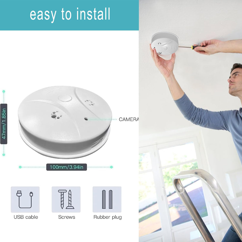 YZBBING security camera smoke detector SD storage preserves footage for later review.