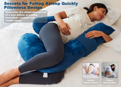 YZCCtixi pregnancy pillow blue side view highlights side sleeping comfort and hip alignment