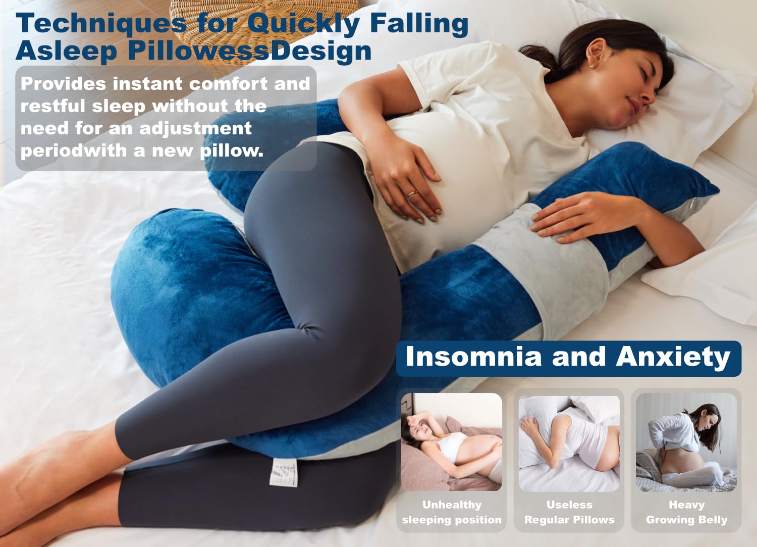 YZCCtixi Pregnancy Pillow full-body ergonomic layout provides stable support from head to feet