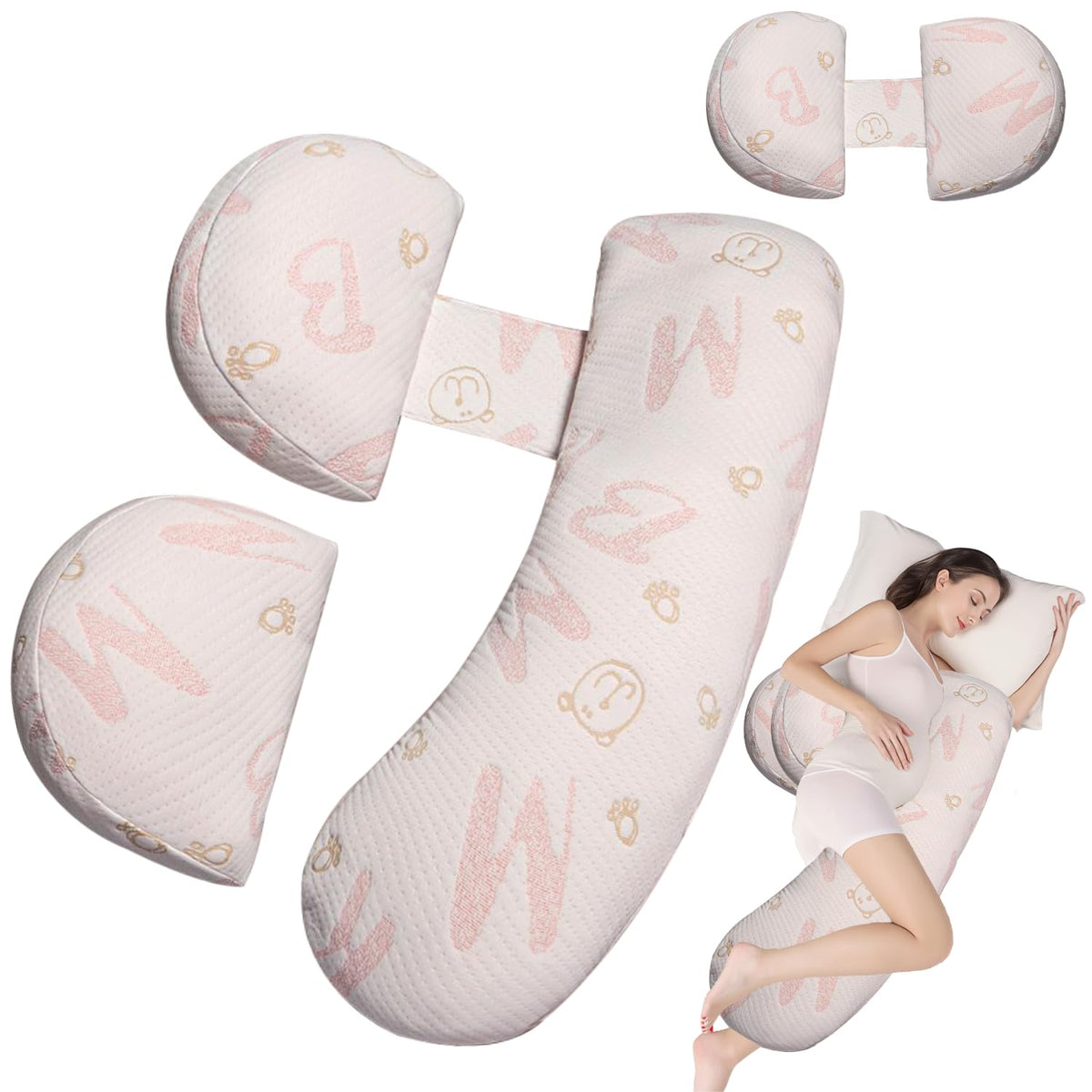 YZCCtixi pregnancy pillow full-length offers all-night body support for sleeping comfort.