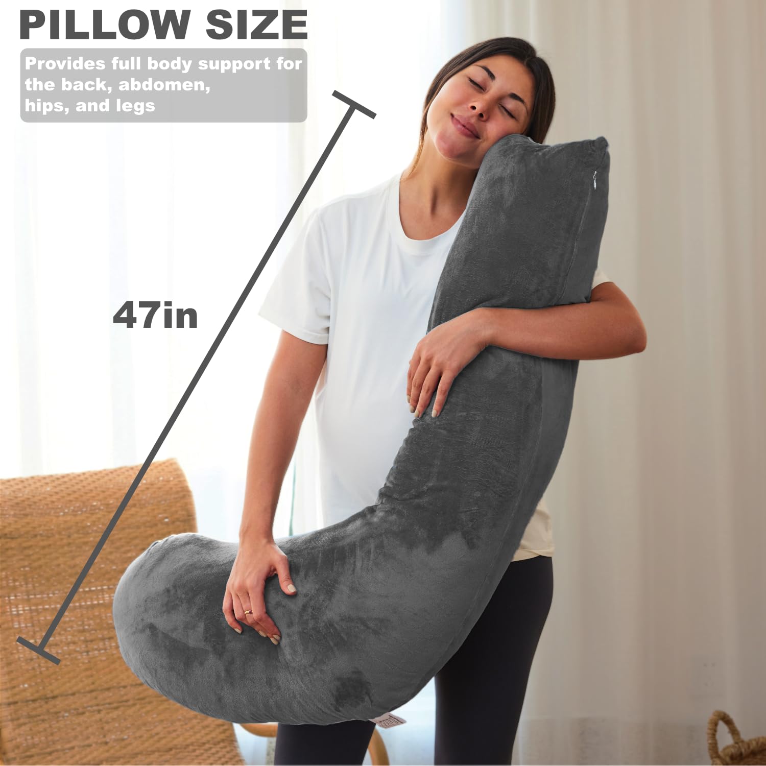 yzcctixi pregnancy pillow soft velvet fabric delivers gentle, skin-friendly comfort.