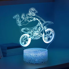 Yzddsi 3D motorcycle night light illusion for kids' rooms.