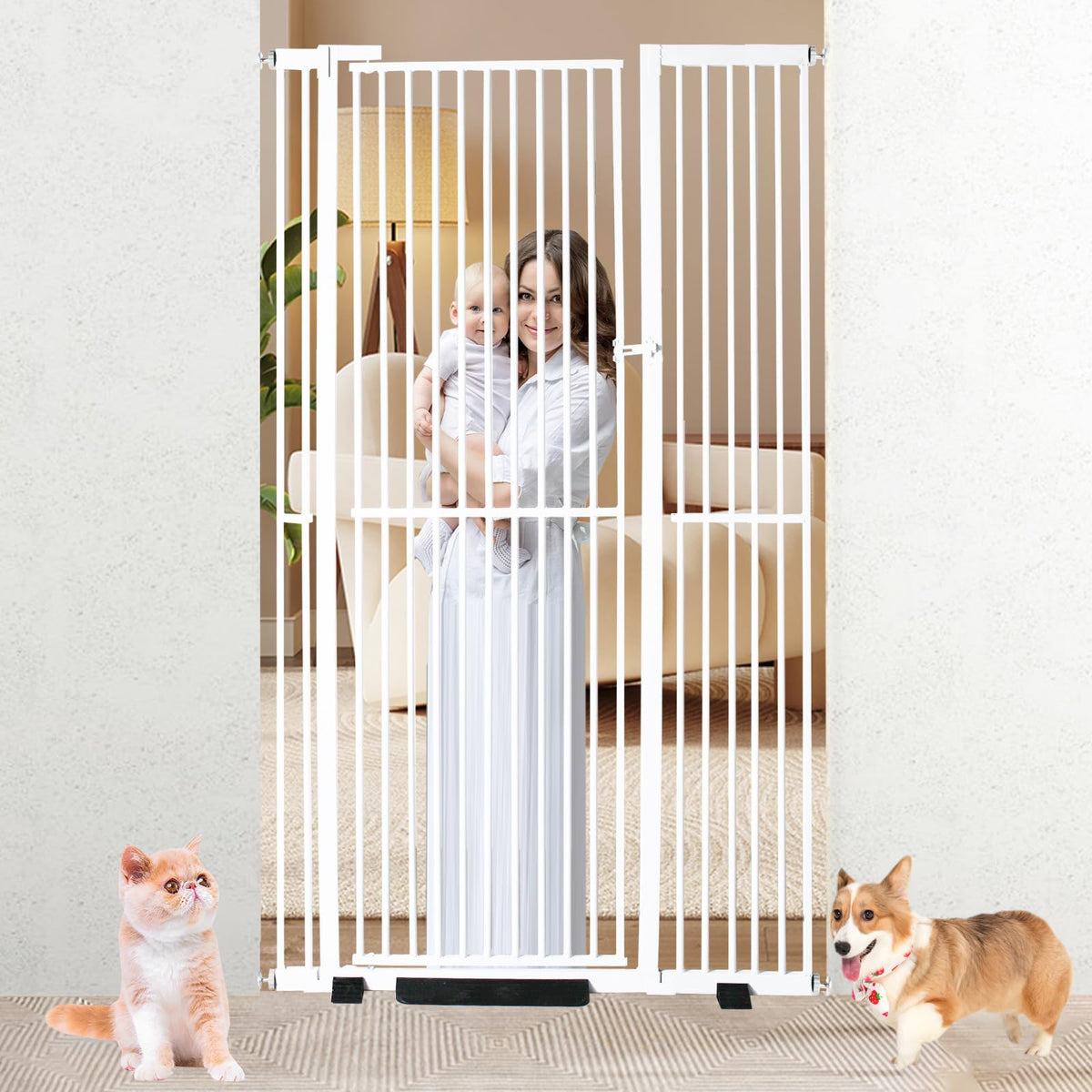YZHDUXIU 71-inch gate closed secures stairs and doorways.