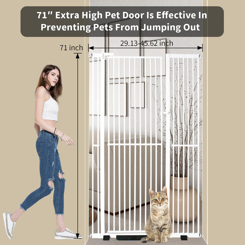 YZHDUXIU 71-inch gate open for easy pet doorway access.