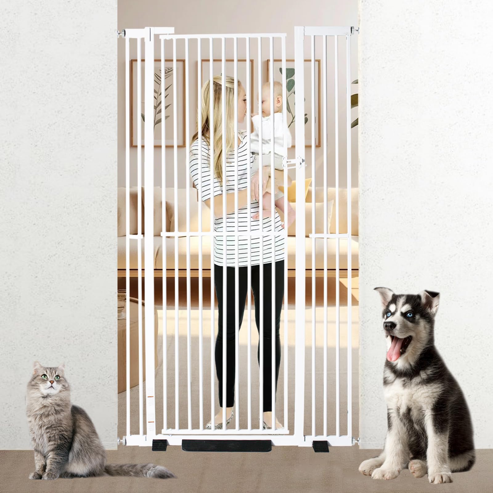 YZHDUXIU 71-inch gate-frame close-up demonstrates sturdy steel for pet safety.