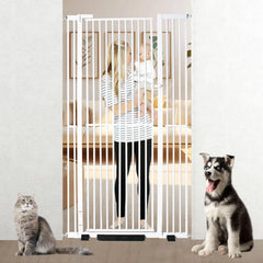 YZHDUXIU 71-inch gate-frame close-up demonstrates sturdy steel for pet safety.